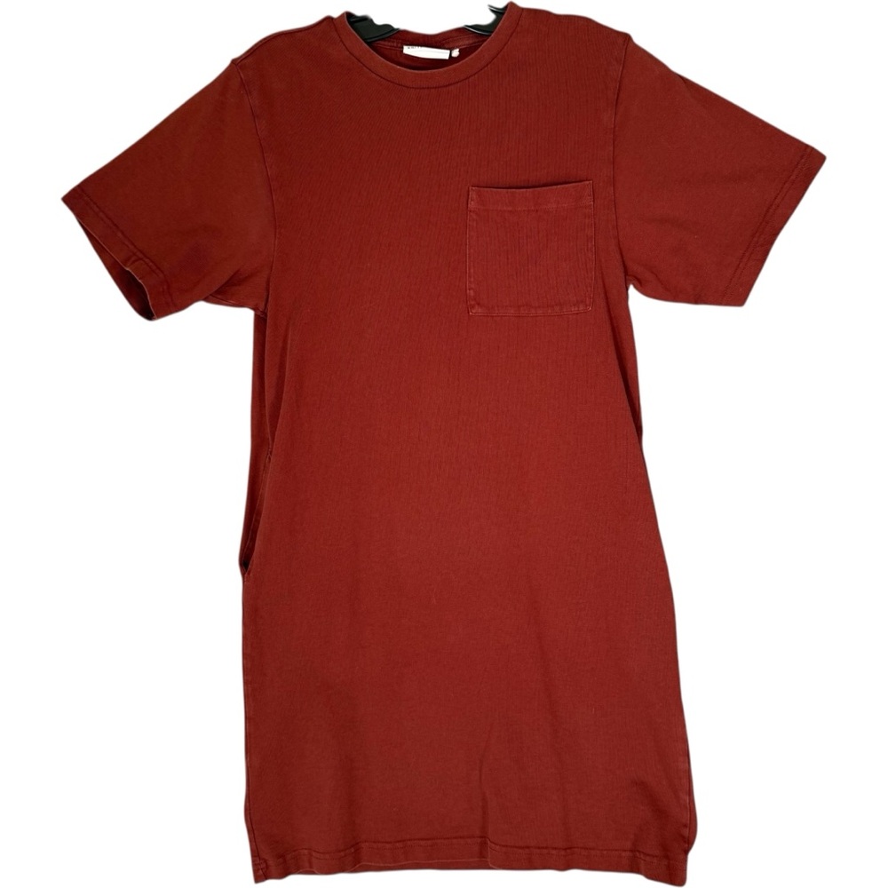 Frank & Oak T Shirt Mini Dress Rust Minimalist Simple Easy Organic Cotton XS